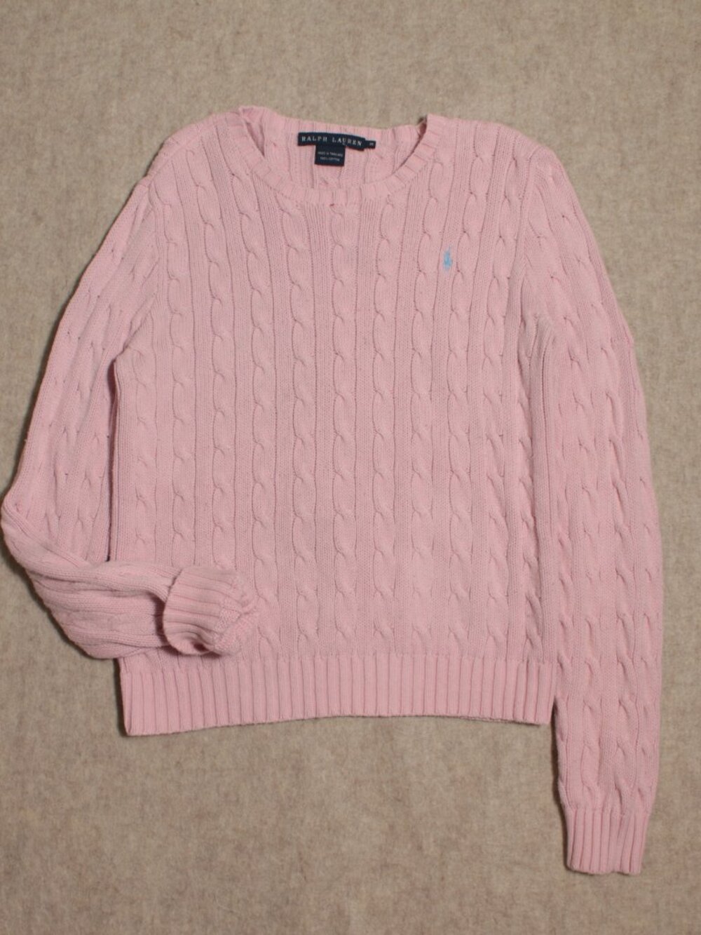 Polo Ralph Lauren Pink Cotton Cable-Knit Sweater